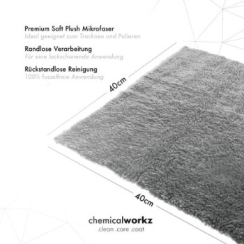 chemicalworkz Edgeless Plush Towel 600GSM Grau Poliertuch 40×40cm