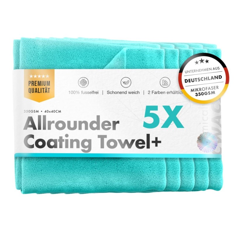 chemicalworkz Allrounder Coating Towel 350GSM Türkis Versiegelungstuch 40×40cm 5Stk.